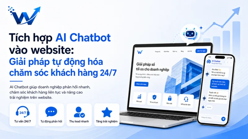 Tích hợp AI Chatbot vào website: Giải pháp tự động hóa chăm sóc khách hàng 24/7.