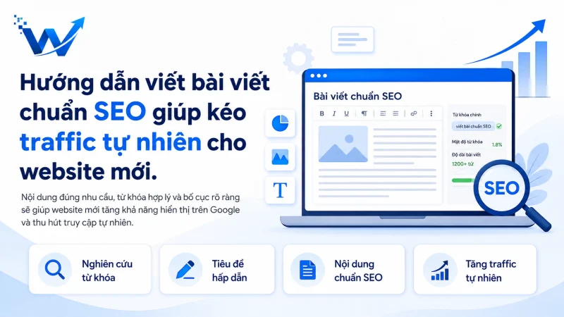 Hướng dẫn viết bài viết chuẩn SEO giúp kéo traffic tự nhiên cho website mới.